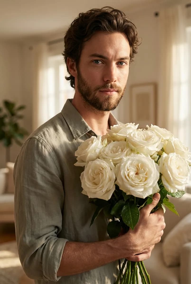 Портрет с цветами