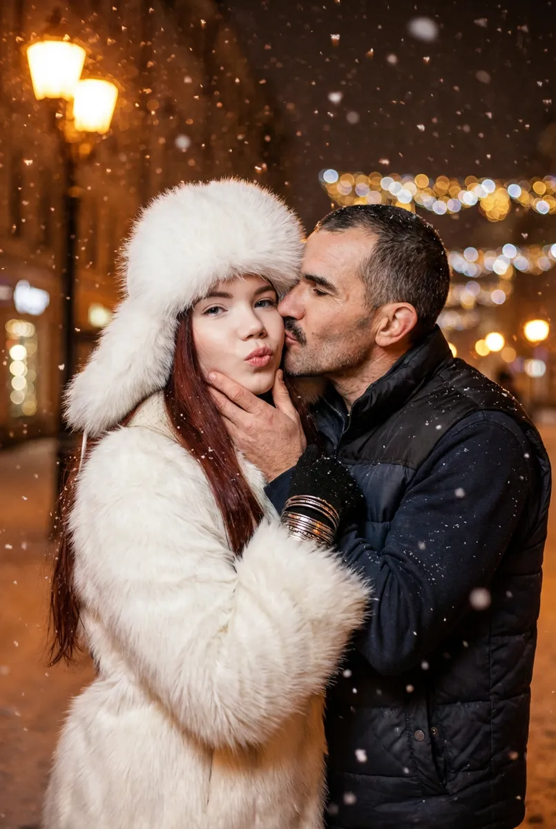Романтическая фотосессия — нежные кадры для двоих: Зимний поцелуй