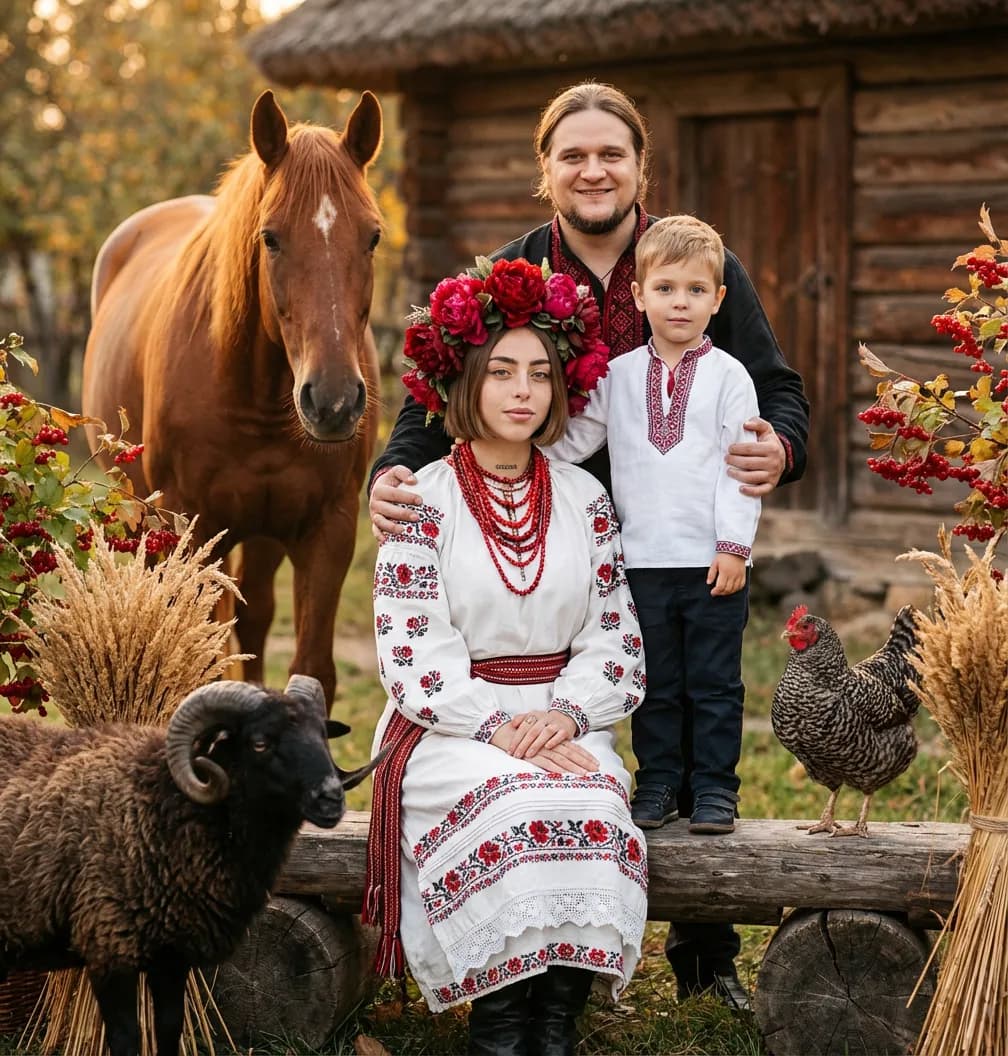 Семейная фотосессия — идеи и примеры: В деревне